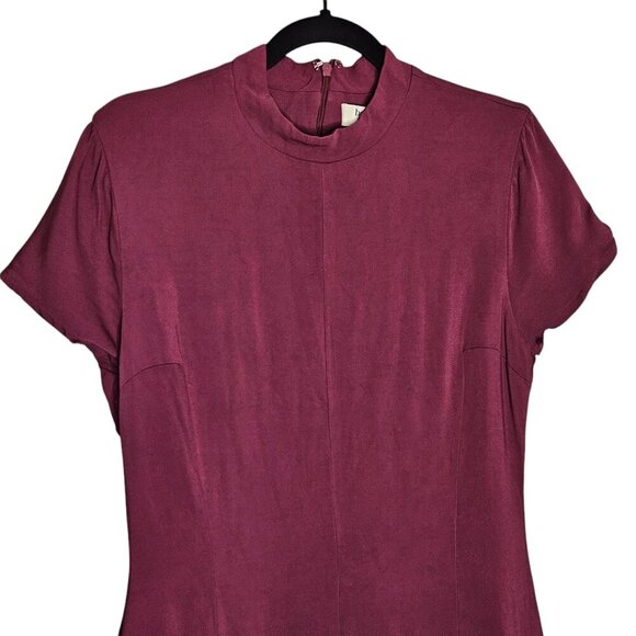 House of CB Alia Mulberry Red Purple Short Sleeve Mini Dress Size L Tall - Picture 6 of 13